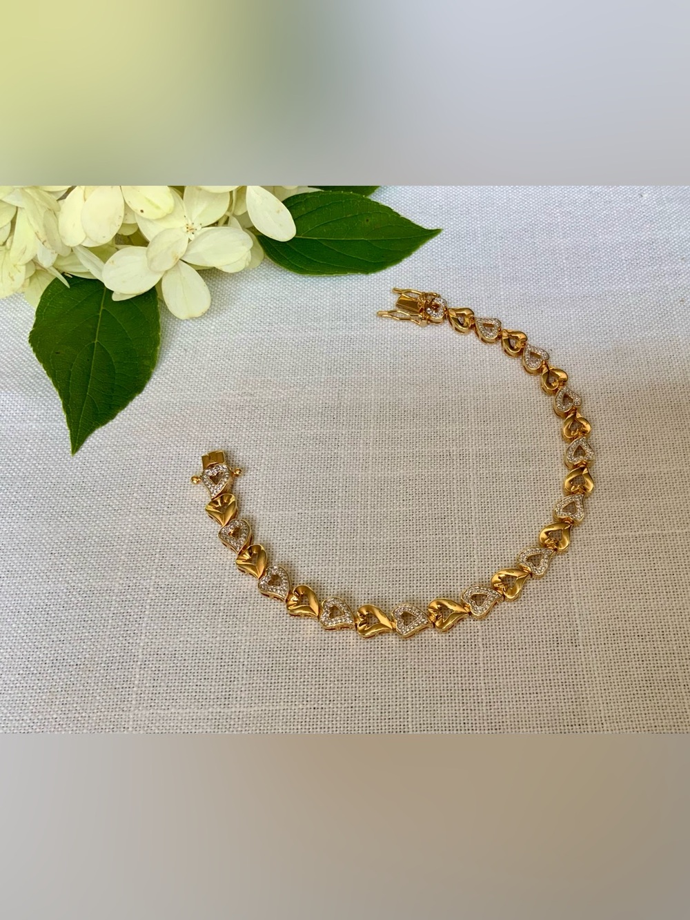 JTV 925 Sterling Silver Gold Clad Two Tone Heart Bracelet NWOT 7.5”
